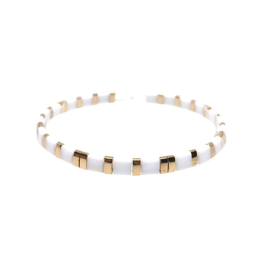 Ελαστικό Βραχιόλι με Λευκές Πλάκες / Elastic Bracelet with White Plates